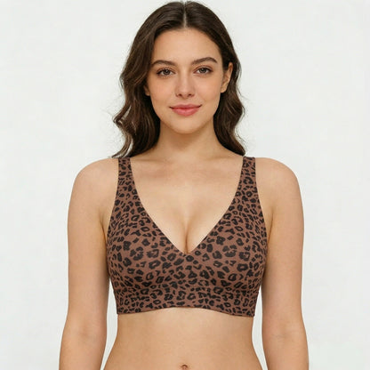 🏆 🔥Super Firming Leopard Print Jelly  Bra | Women Wirefree Bras 👍No More Sagging Breasts