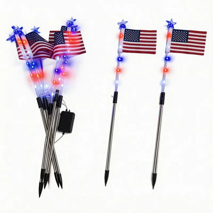✅8 Solar American Flag Pathway Lights – Red, White & Blue Yard Glow for 250th Independence Celebration 🇺🇸