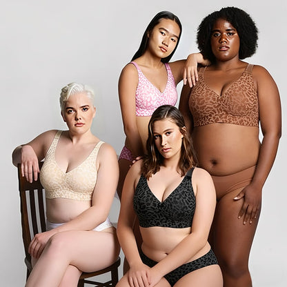 🏆 🔥Super Firming Leopard Print Jelly  Bra | Women Wirefree Bras 👍No More Sagging Breasts