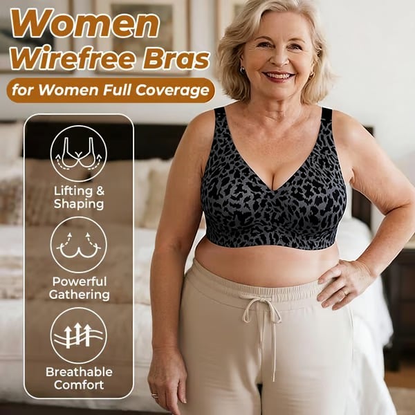 🏆 🔥Super Firming Leopard Print Jelly  Bra | Women Wirefree Bras 👍No More Sagging Breasts