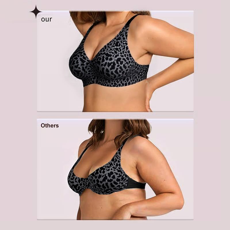 🏆 🔥Super Firming Leopard Print Jelly  Bra | Women Wirefree Bras 👍No More Sagging Breasts